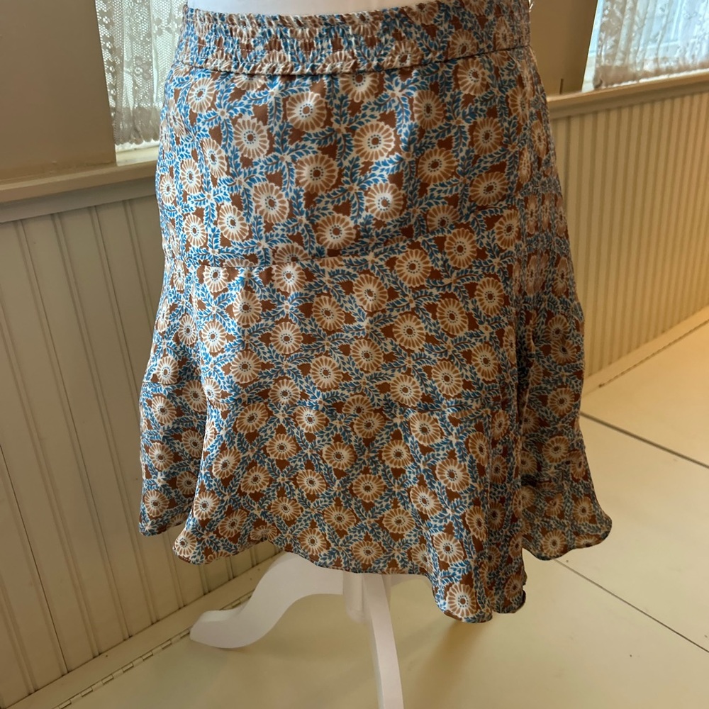 10 Crosby Derek Lam Blue and Orange Fit and Flare Skirt
